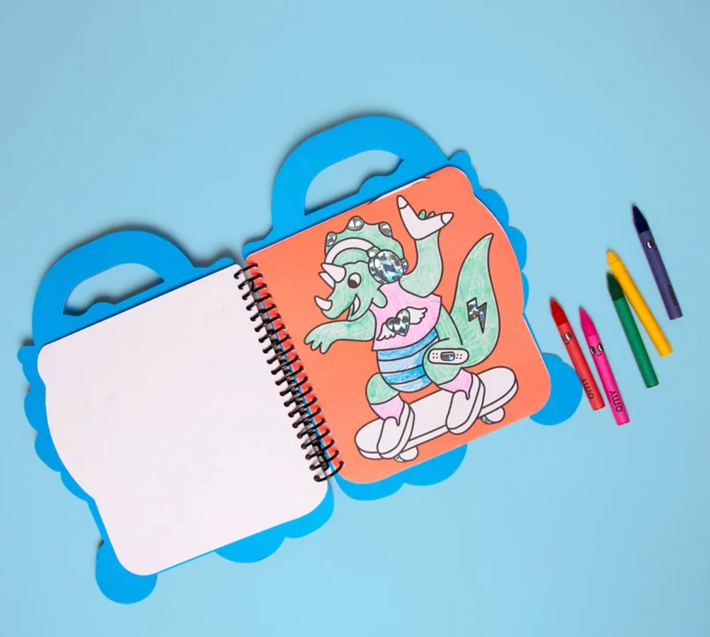 Libro con pegatinas y pinturas Dinos - Omy