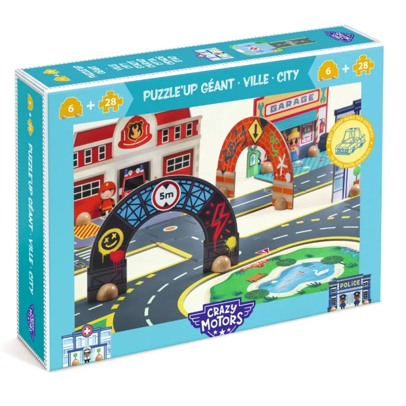 Puzzle gigante: Circuit City Puzzle Crazy motors - Djeco