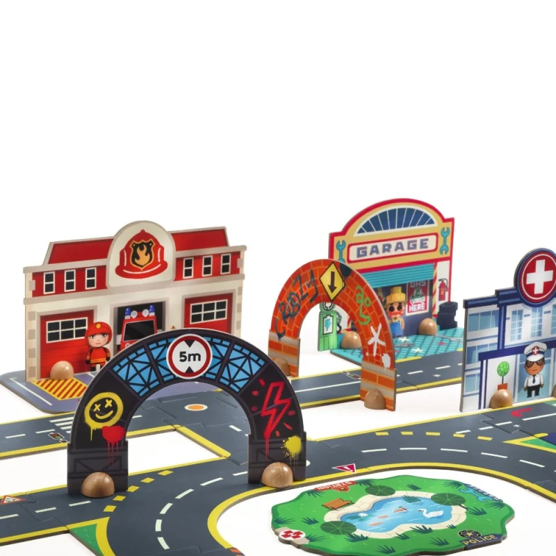 Puzzle gigante: Circuit City Puzzle Crazy motors - Djeco