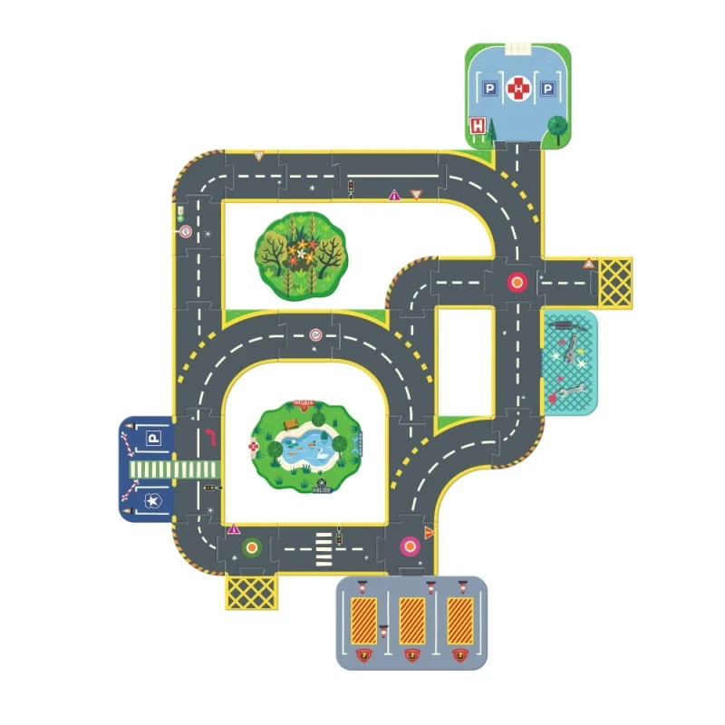Puzzle gigante: Circuit City Puzzle Crazy motors - Djeco