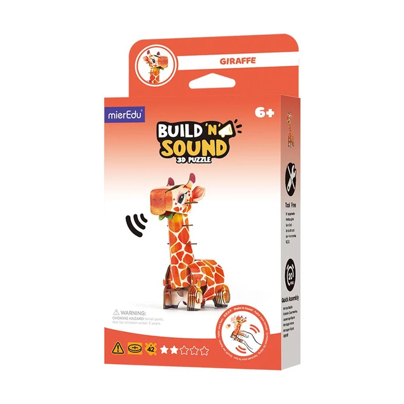Mini Puzzle 3D con sonido Jirafa - mierEdu