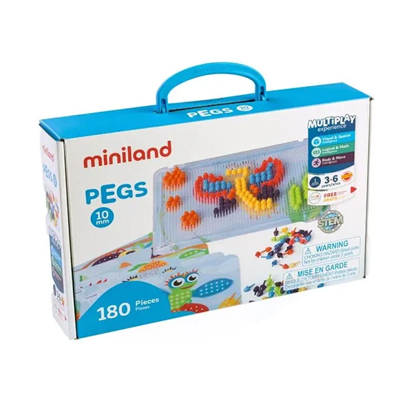 Clavijas Colores Brillantes 10 mm Miniland 180 Piezas