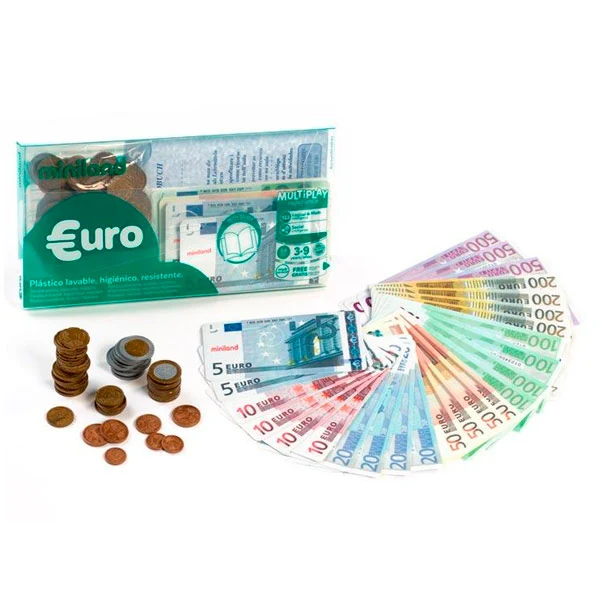 Cartera Dinero Juego Set Euro 28 Billetes y 80 Monedas Miniland