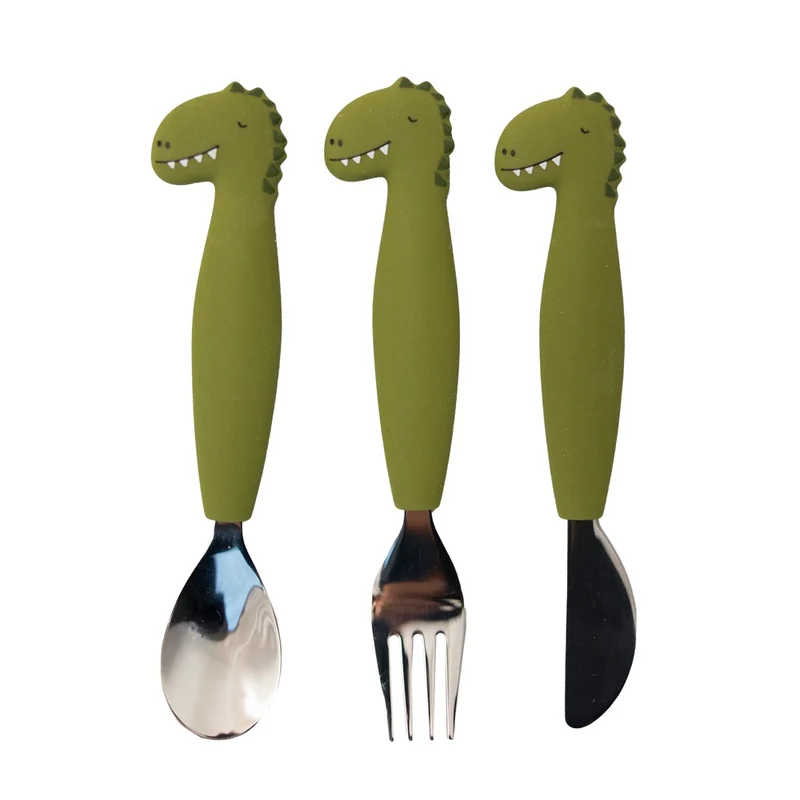 Set 3 Cubiertos Silicona Mr. Dino
