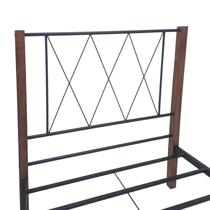 Tokoa Cama de Metal con Respaldo Metal y Madera