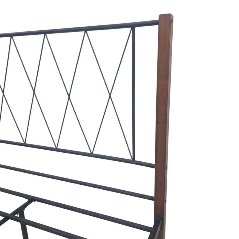 Tokoa Cama de Metal con Respaldo Metal y Madera