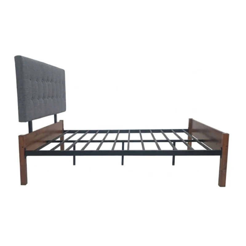 Tokoa Cama de Metal/Madera con Respaldo Tapizado