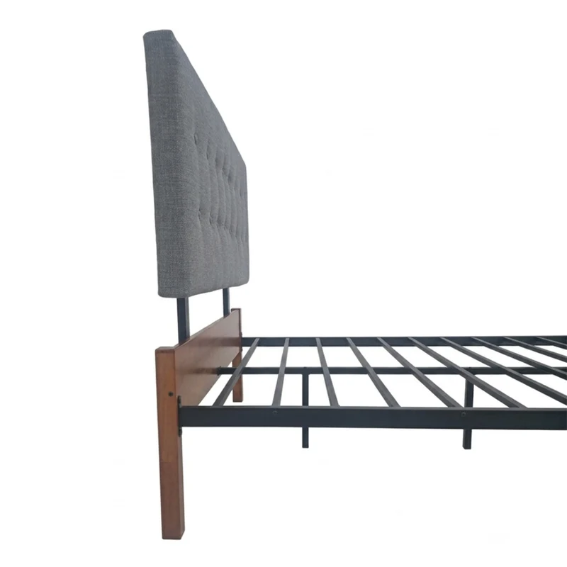 Tokoa Cama de Metal/Madera con Respaldo Tapizado