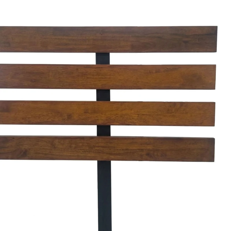Tokoa Cama de Metal con Respaldo de Madera