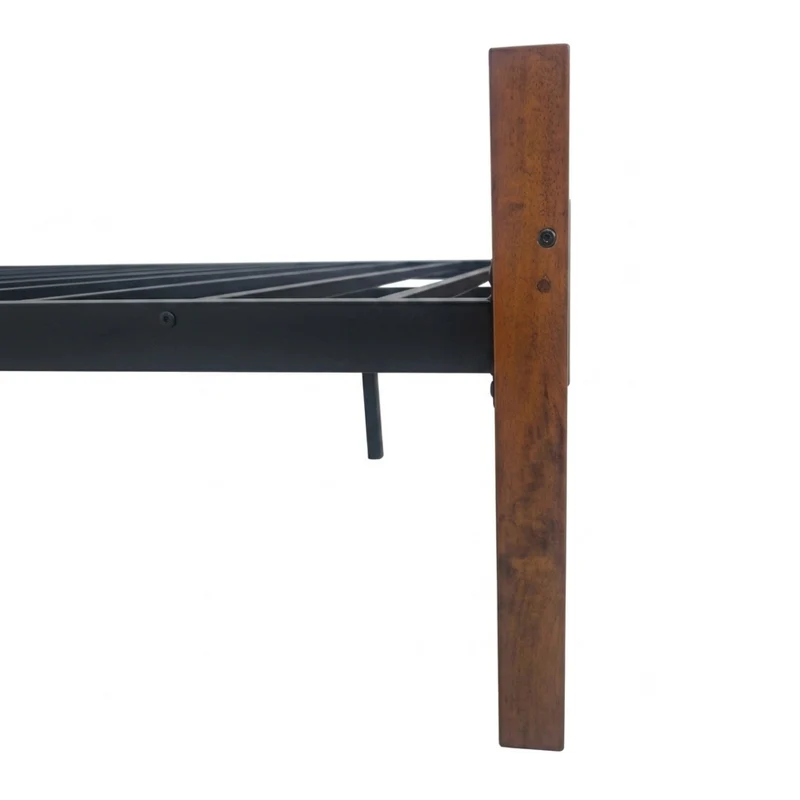 Tokoa Cama de Metal con Respaldo de Madera