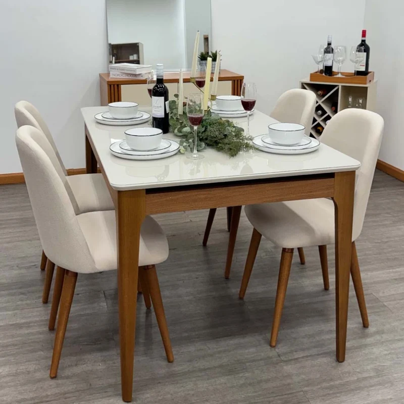 Tokoa Mesa para Comedor Rectangular Madera/Vidrio