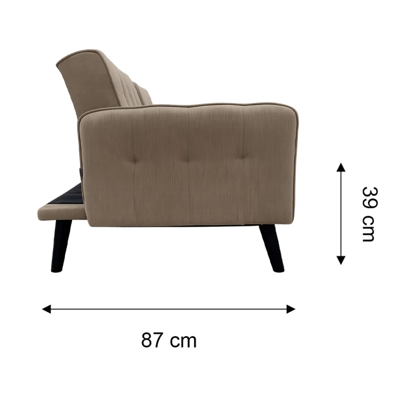 Tokoa Sofá Cama Tela de Lino 182x75.5x87cm