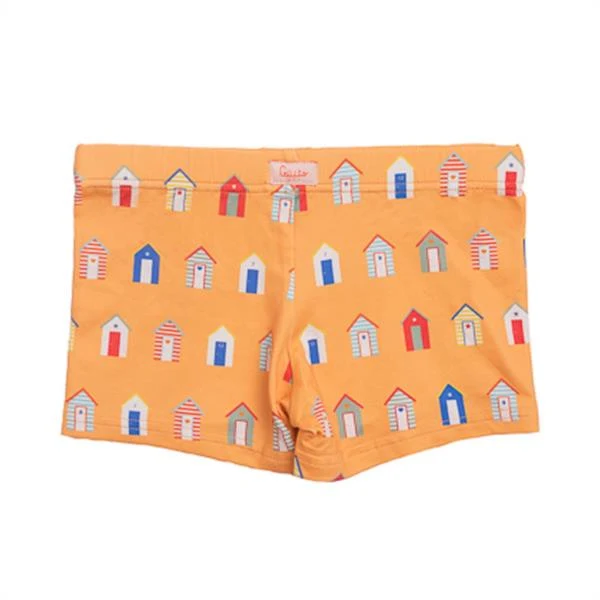 Bañador Boxer Lycra Casas Playa Naranja Güito