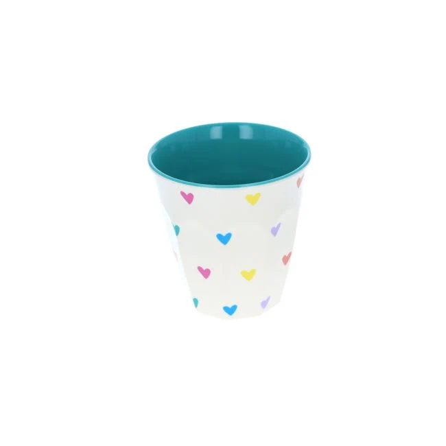 Vaso Infantil Pequeño Melamina Corazones Verde