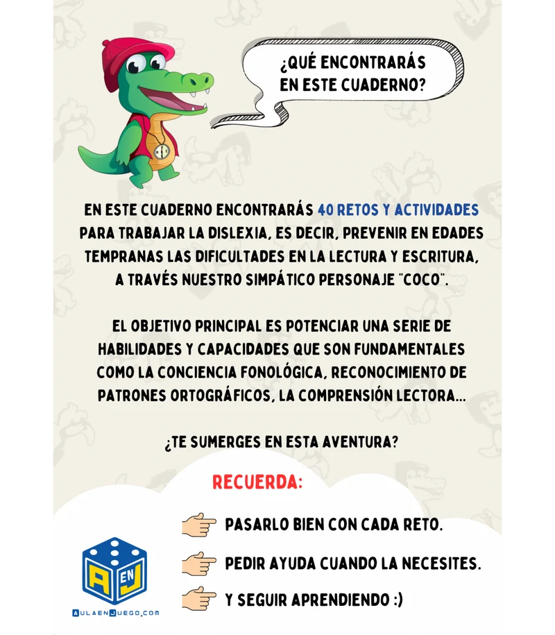 Cuaderno de dislexia y lectoescritura 5-7 años