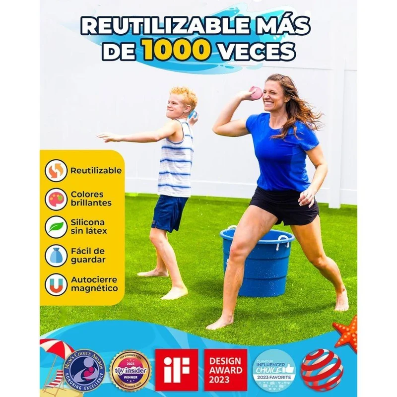 Globos de agua reutilizables (6 uds + malla)