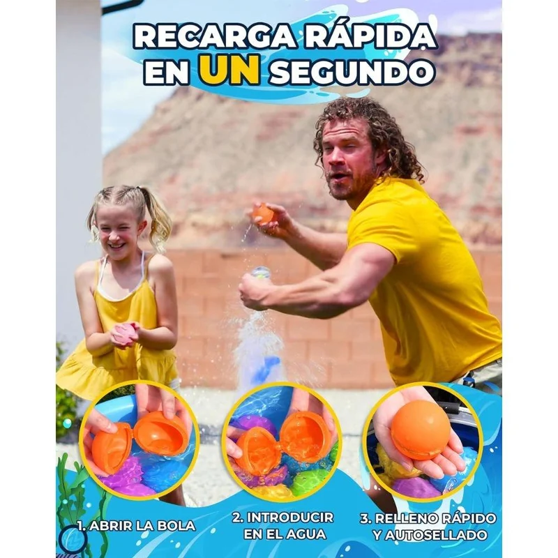 Globos de agua reutilizables (6 uds + malla)