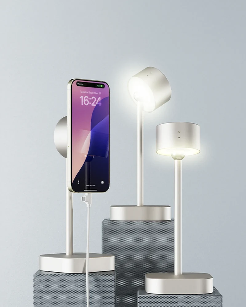 Lámpara inteligente con soporte para móvil para personalizar