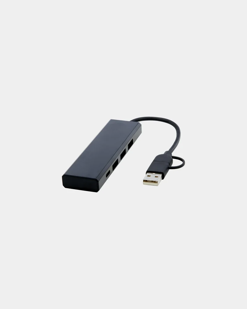 Concentrador USB aluminio reciclado Rise para personalizar