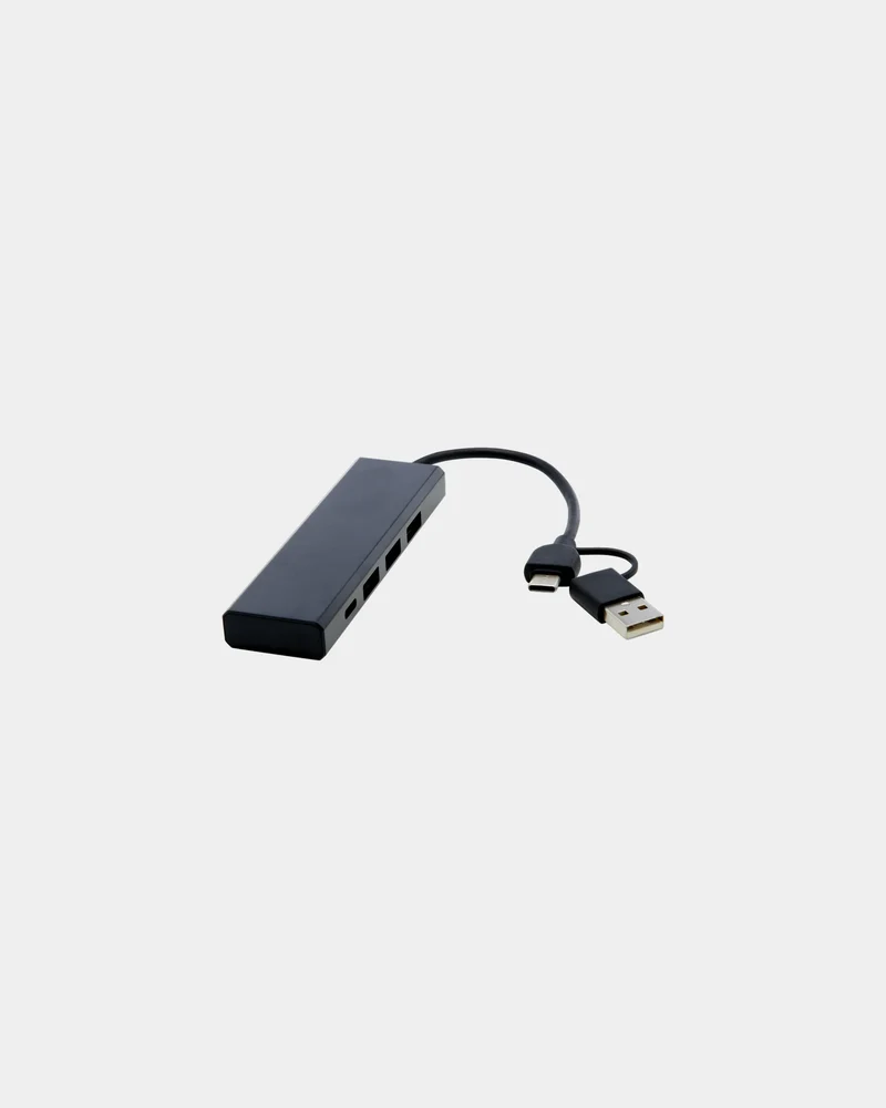 Concentrador USB aluminio reciclado Rise para personalizar