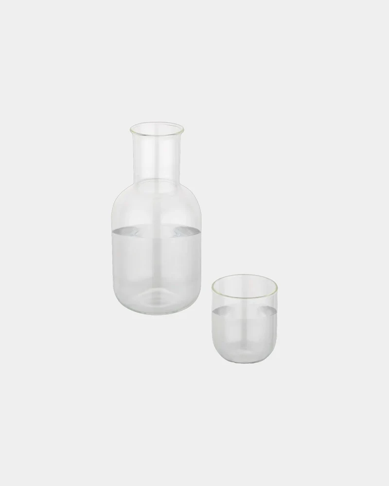 Set carafa y vaso de vidrio Amelie mate para personalizar
