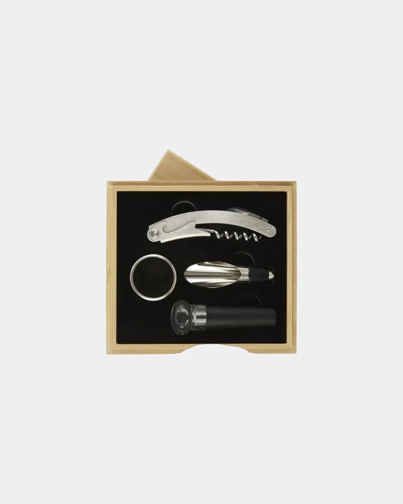 Set de vino acero inoxidable bambú Syrat para personalizar