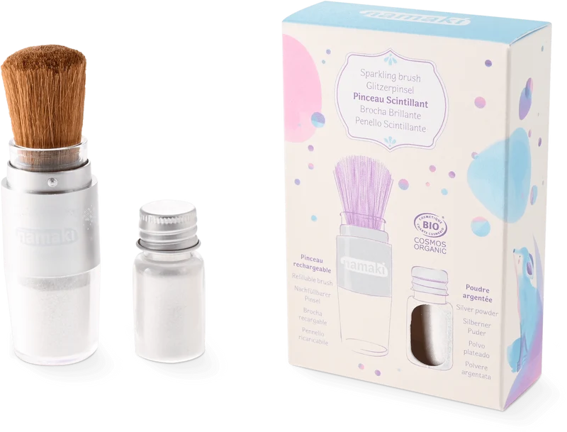 Brocha & Polvos brillantes plata - Namaki