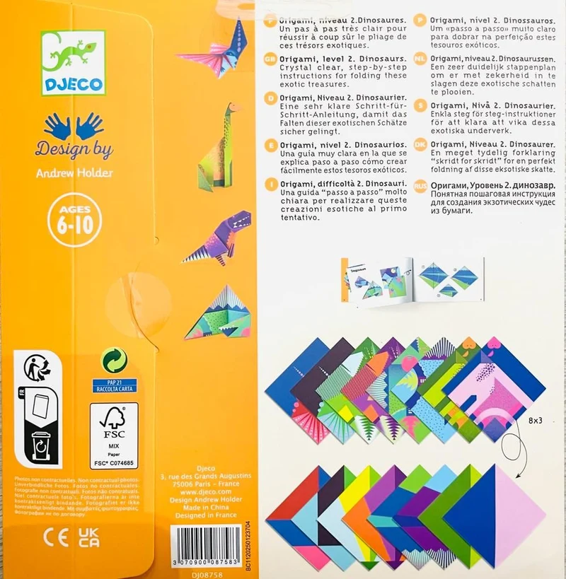 Papiroflexia Origami Dinosaurios - Djeco