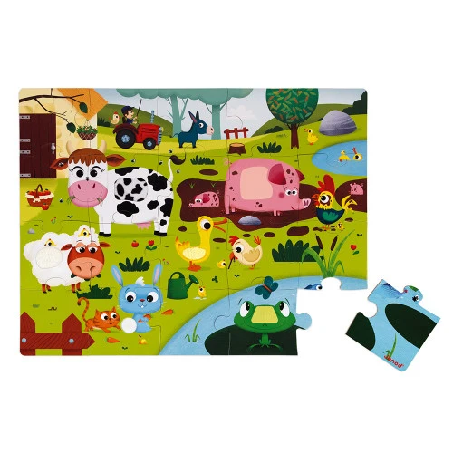Puzzle táctil los animales de la granja: 20 piezas - Janod