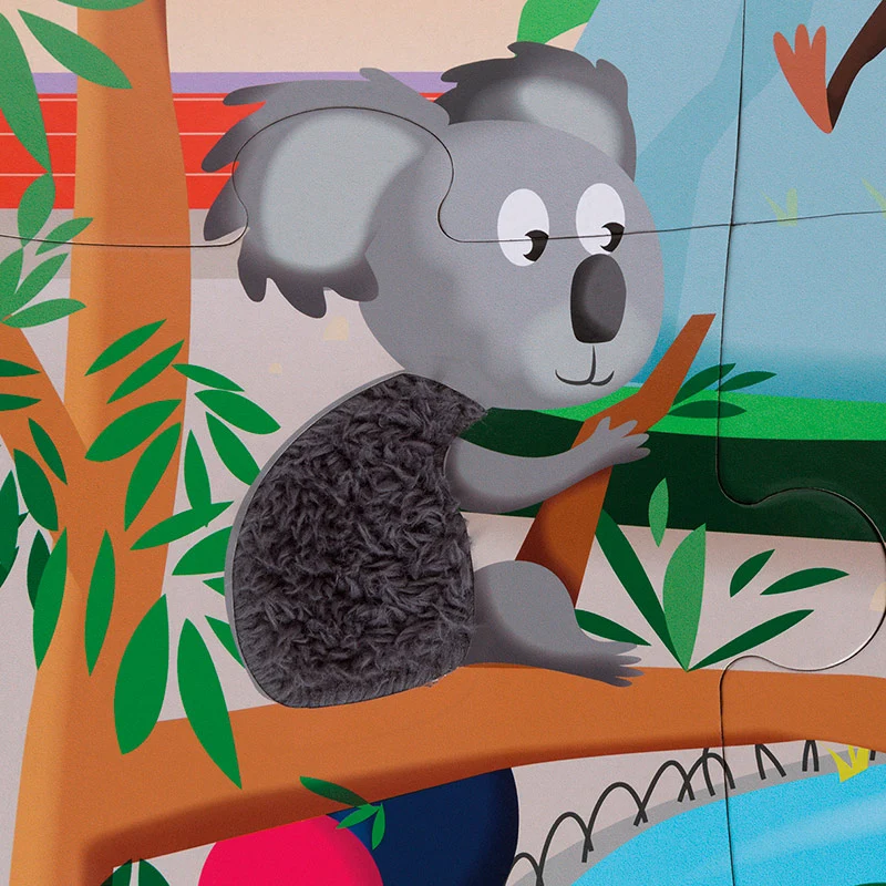Puzzle táctil gigante en el zoo: 20 piezas - Janod