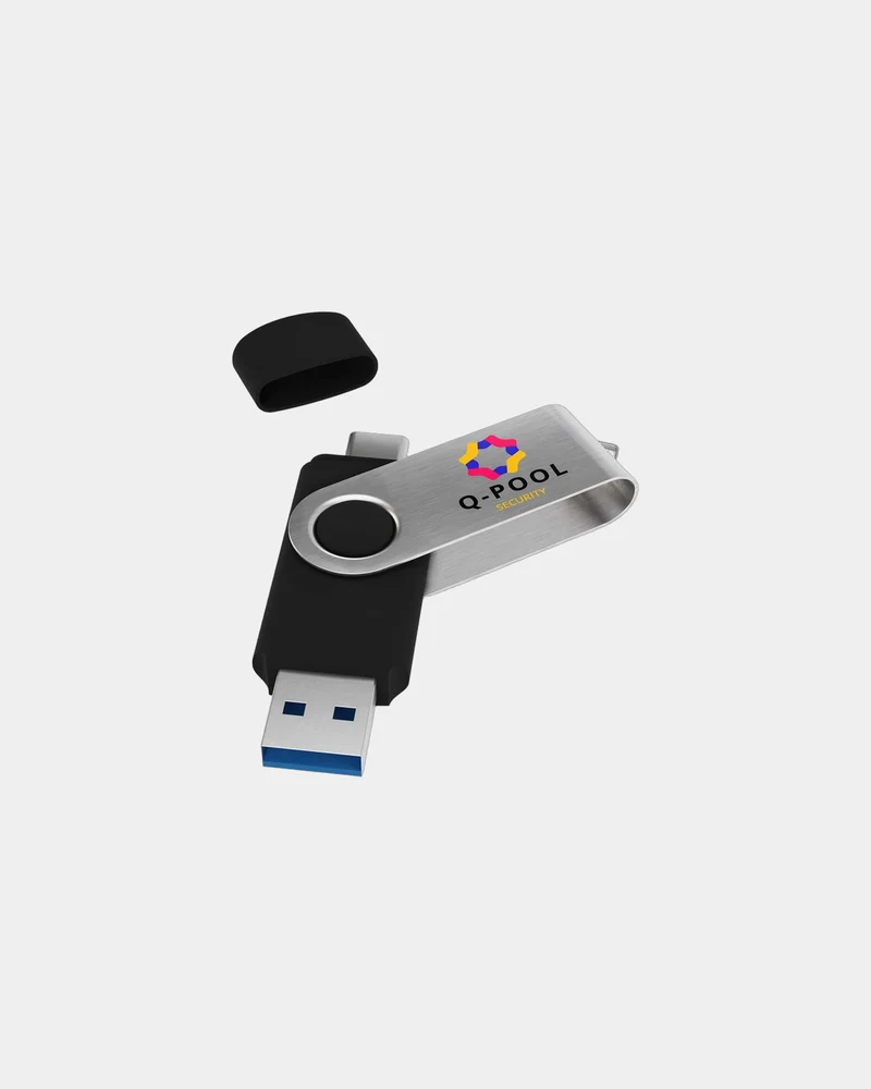 Memoria USB Twister-C 3.0 negra para personalizar