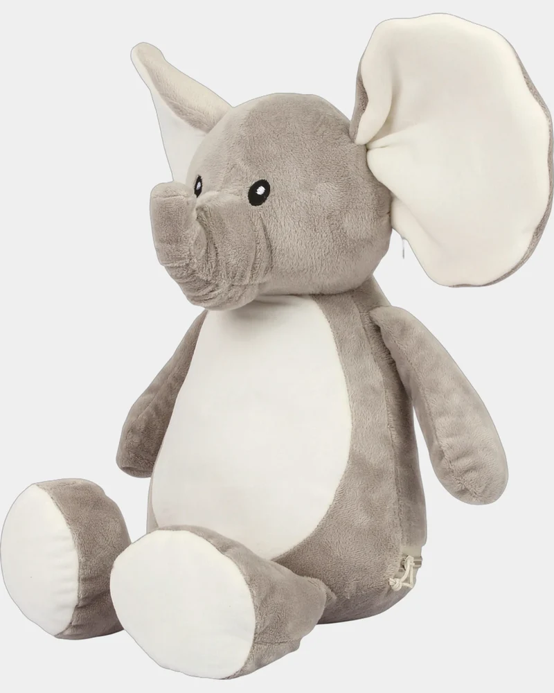 Peluche elefante con cremallera 46 cm para personalizar