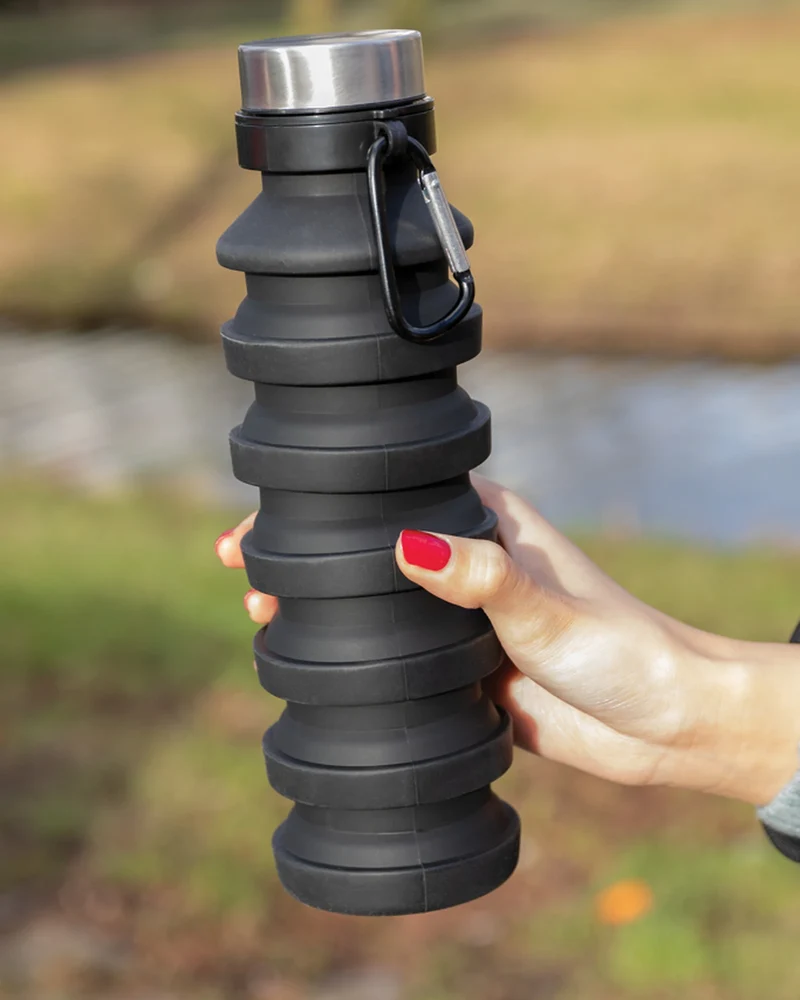 Botella plegable de silicona 550ml para personalizar
