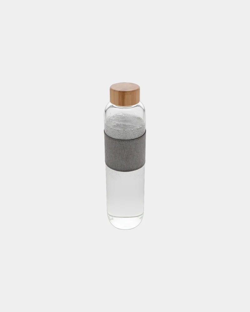 Botella de vidrio con tapa de bambú 750ml para personalizar