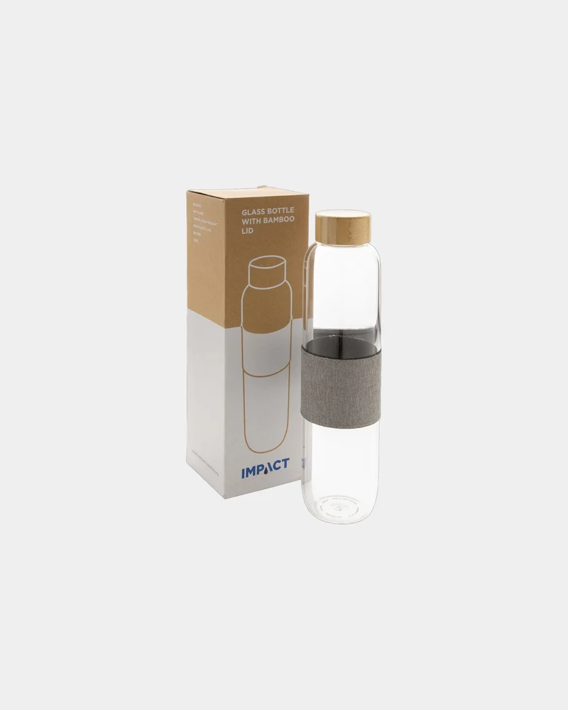 Botella de vidrio con tapa de bambú 750ml para personalizar