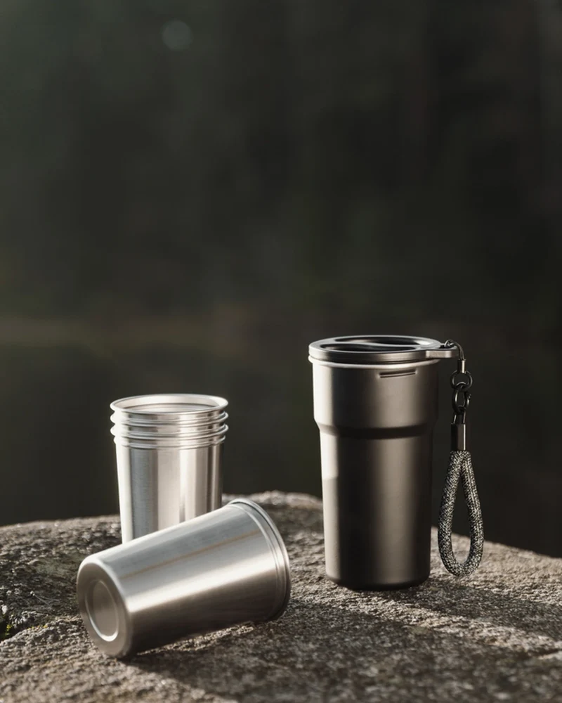 Set de 4 tazas acero reciclado Vinga Parks para personalizar
