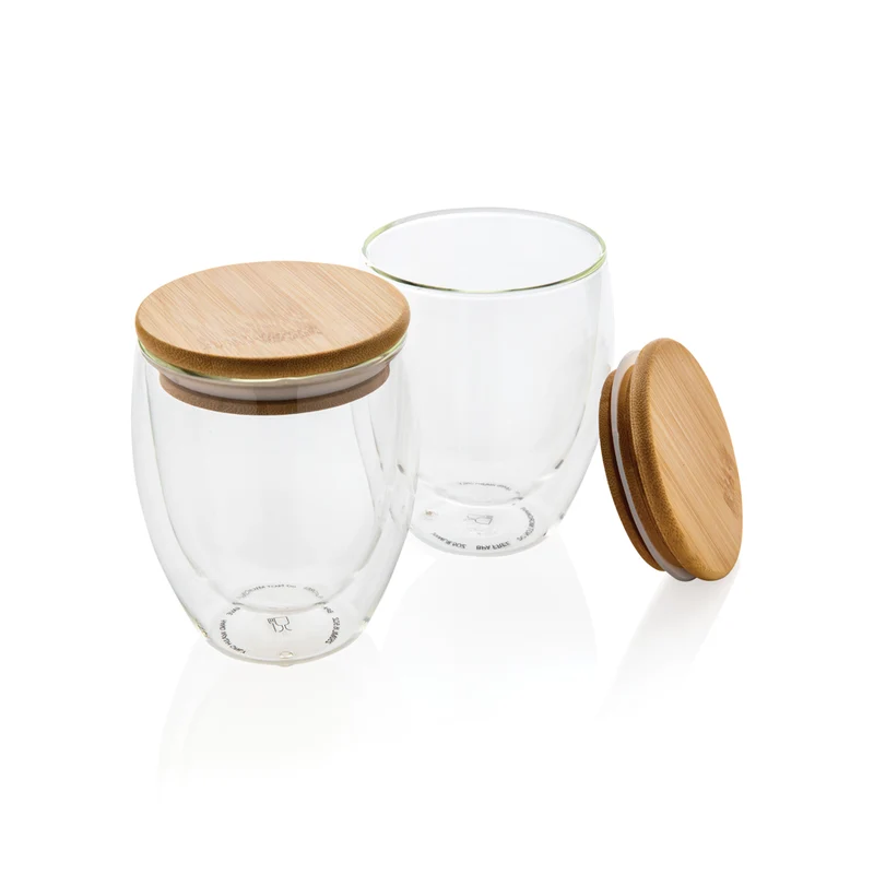 Set de 2 vasos doble pared bambú para personalizar