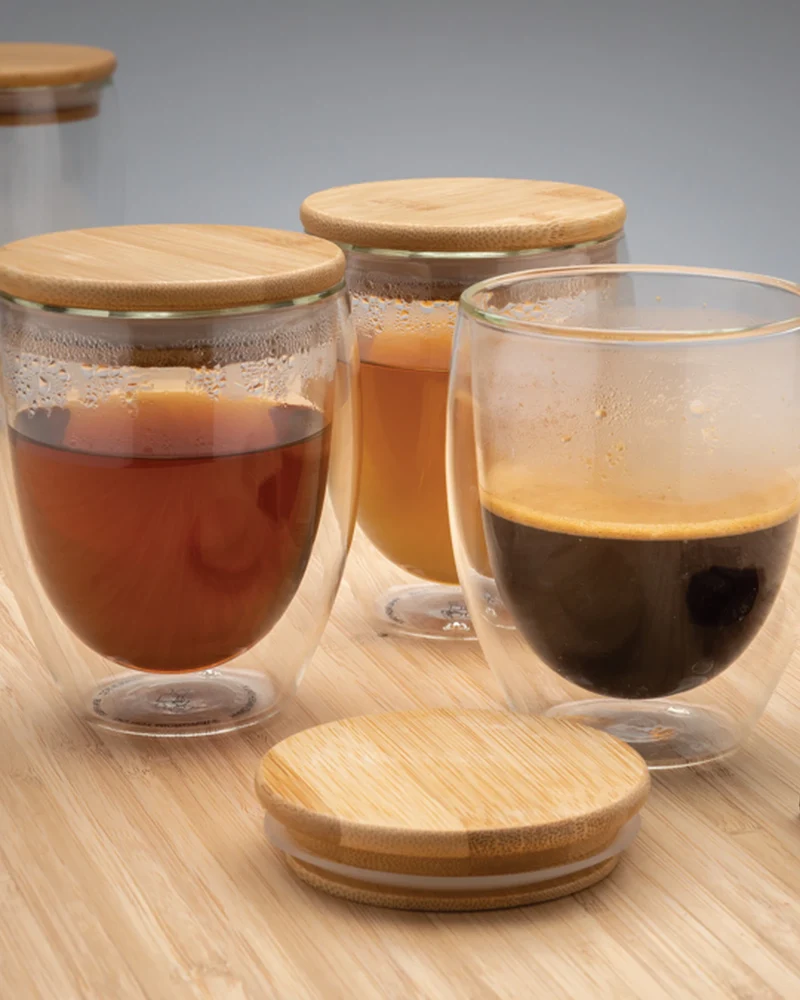 Set de 2 vasos doble pared bambú para personalizar