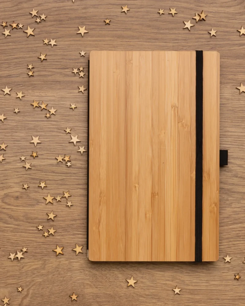 Set libreta y lápiz infinito bambú para personalizar