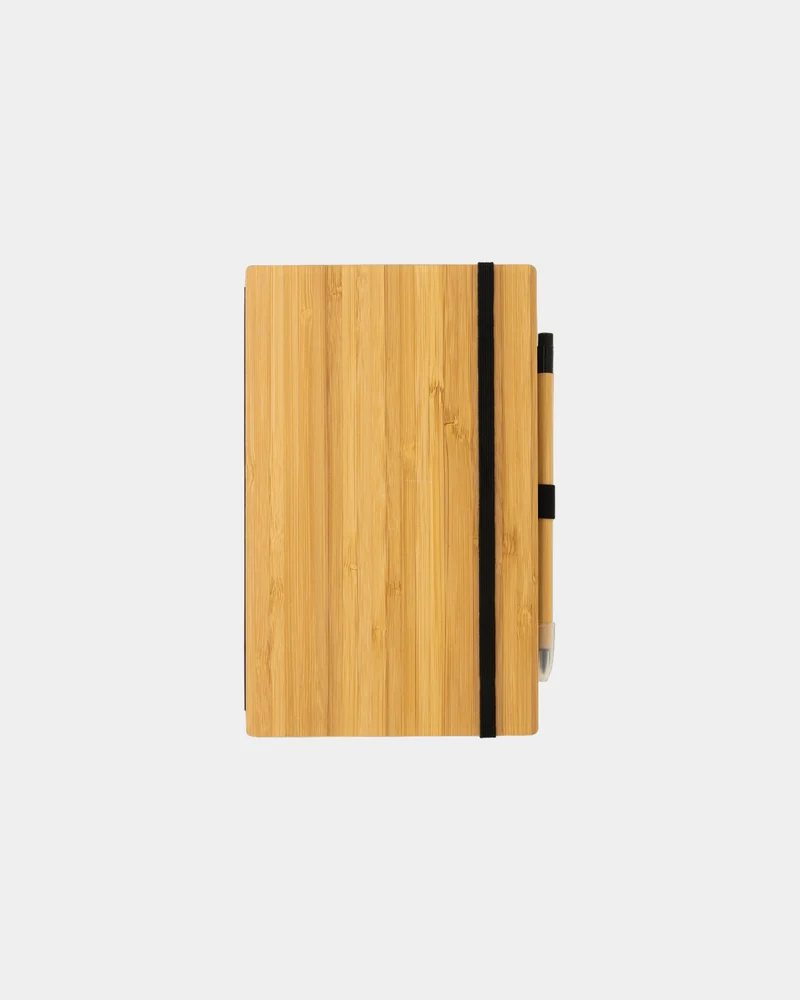 Set libreta y lápiz infinito bambú para personalizar