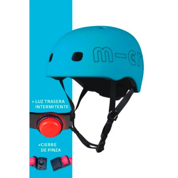 Micro Casco Azul Oceano Luz Led