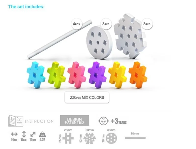 Bloques construcción MELI - Basic Construct Travel Box 250pcs