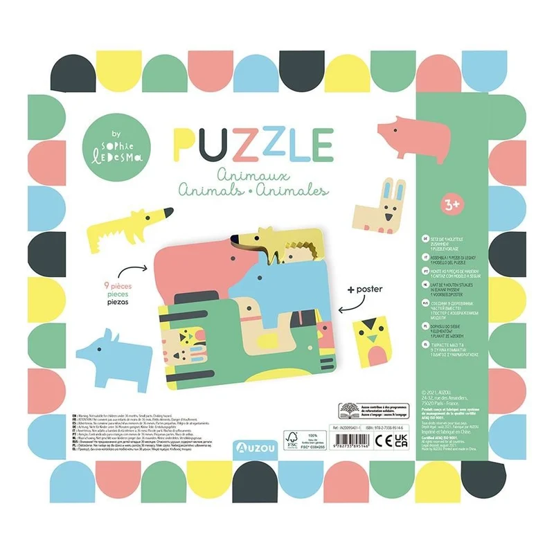 (Liquidación) Puzzle madera: Animales - Auzou