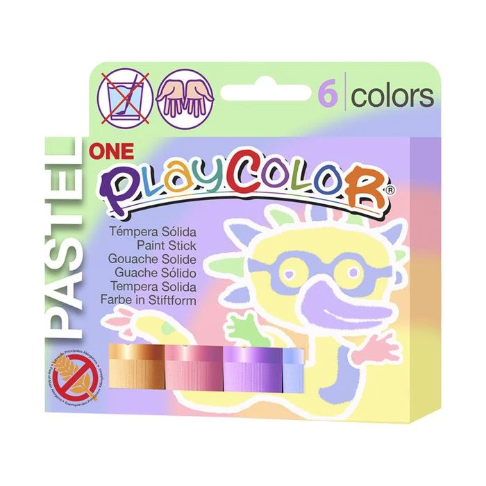 Témpera sólida playcolor one 6 colores pastel