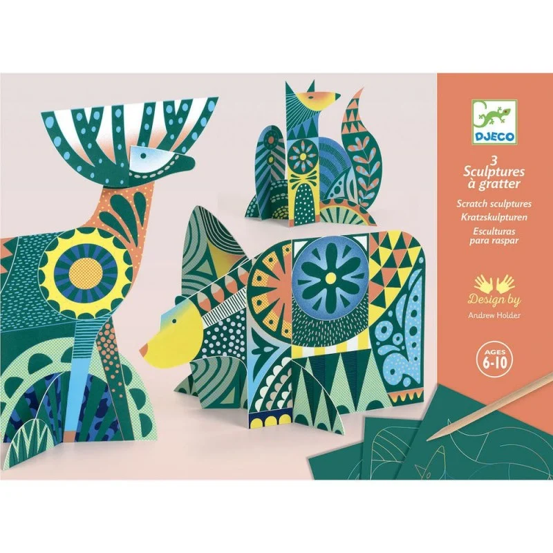 Cuadros para raspar: Animales Folk - Djeco