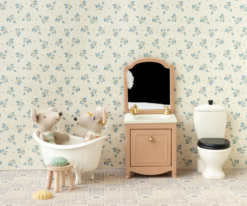Lavabo aparador con espejo Rosa Empolvado - Maileg
