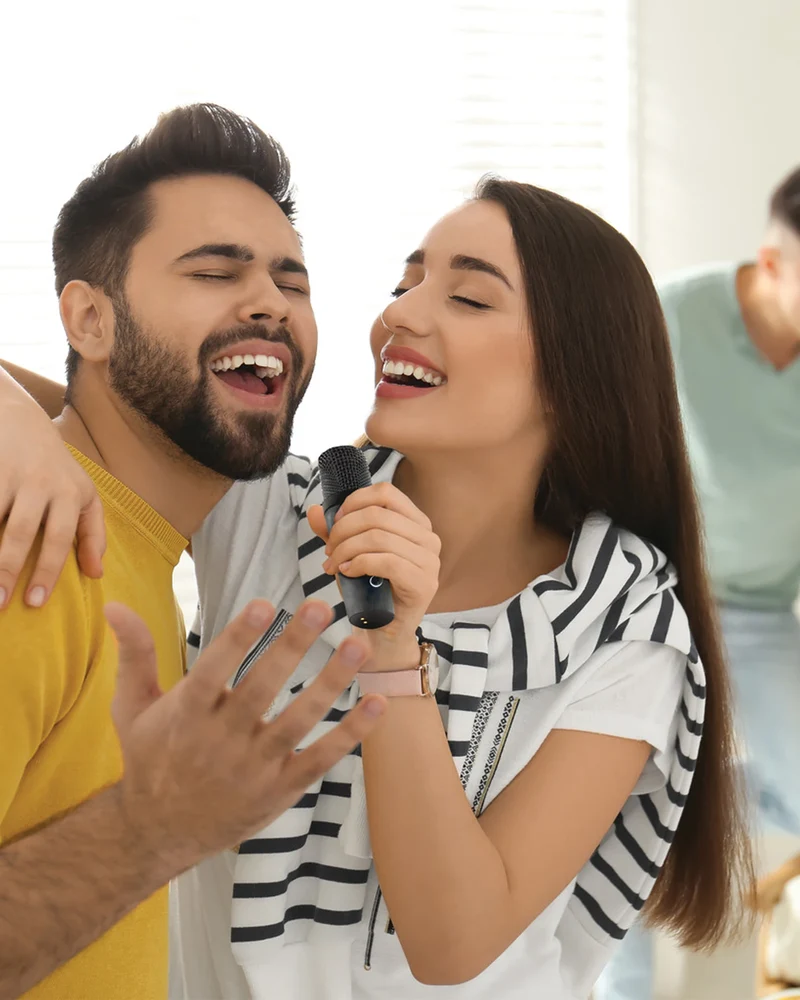 Set karaoke doble micro ABS reciclado para personalizar
