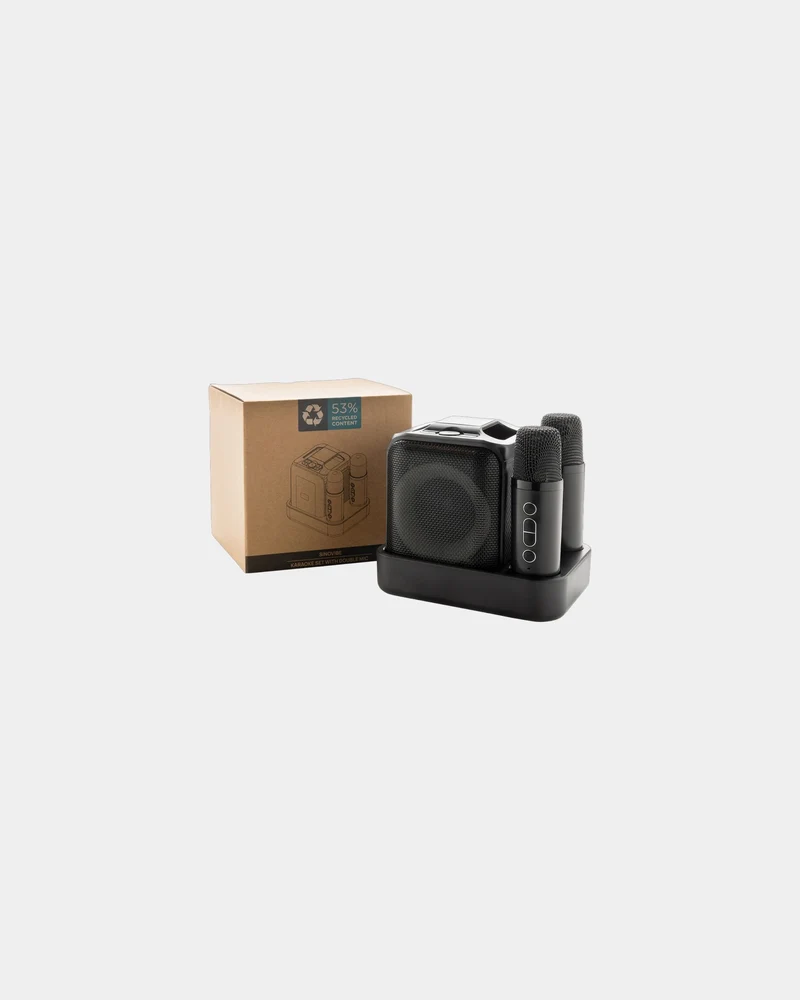 Set karaoke doble micro ABS reciclado para personalizar