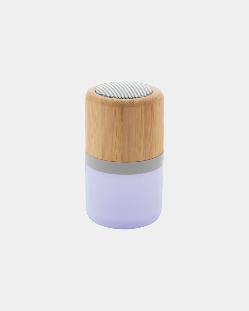 Altavoz de bambú con luz ambiente para personalizar