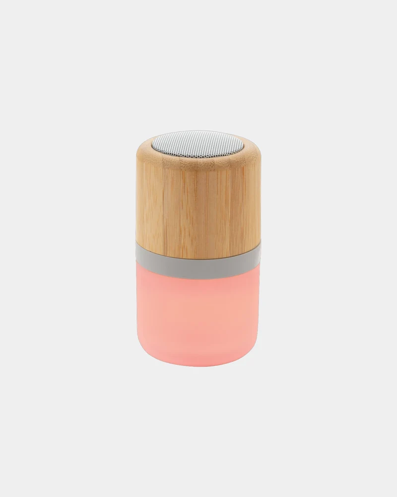 Altavoz de bambú con luz ambiente para personalizar